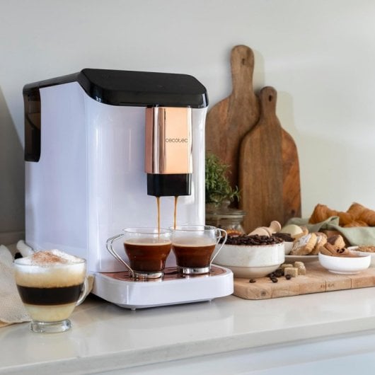 Cecotec Cremmaet Macchia White Rose Caffettiera Espresso Superautomatica con Macinacaffè Bianco/Rosa