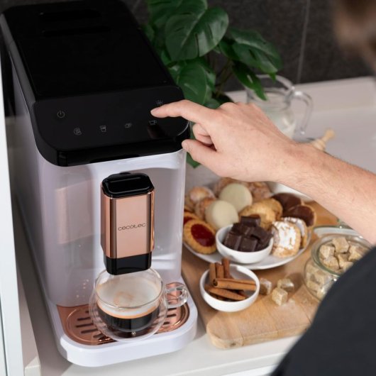 Cecotec Cremmaet Macchia White Rose Caffettiera Espresso Superautomatica con Macinacaffè Bianco/Rosa