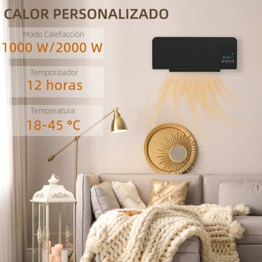 Homcom Calefactor Eléctrico de Pared con Control Remoto 2000W