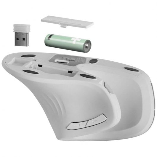 Mars Gaming MMW-ERGOPROW Vertikale kabellose Maus, 3200 DPI, kabelloser Empfänger, 2,4 GHz, Weiß