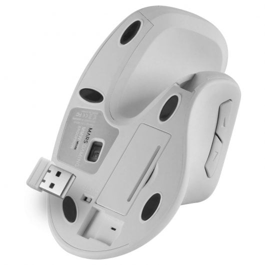 Mars Gaming MMW-ERGOPROW Vertikale kabellose Maus, 3200 DPI, kabelloser Empfänger, 2,4 GHz, Weiß