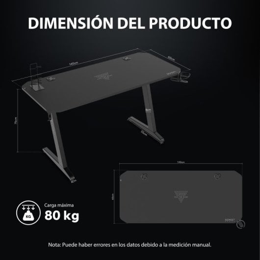 SENSE7 Nomad Classic Mesa Gaming Ergonomicos con Accesorios 140x60 Negra