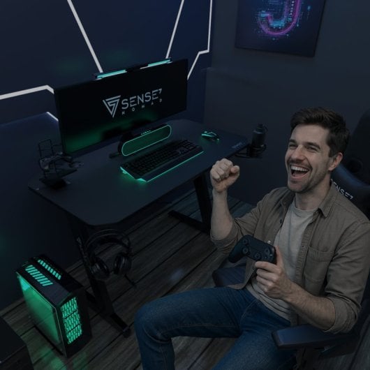 SENSE7 Nomad Classic Mesa Gaming Ergonomicos con Accesorios 140x60 Negra