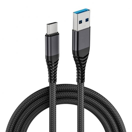 PcCom Essential Cable USB-C a USB-A 1m Mallado Negro