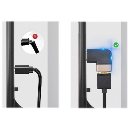 PcCom Essential Adaptador HDMI 8K 2.1 Macho a Hembra Acodado Tipo T Inverso