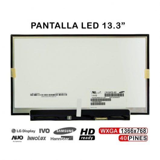 Tela LED de 13.3" Para Portátil Lp133wh2 Ltn133at25-t01 Ltn133at25-601 Ltn133at25-501