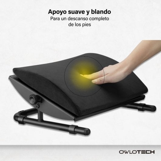 Poggiapiedi in pelle scamosciata Owlotech e tecnologia SoftFoam Inclinazione regolabile Comfort ergonomico 44x33 cm Nero
