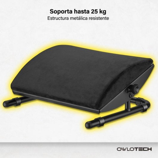 Poggiapiedi in pelle scamosciata Owlotech e tecnologia SoftFoam Inclinazione regolabile Comfort ergonomico 44x33 cm Nero