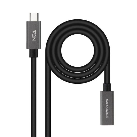 Cable Alargador USB-C Nanocable 4K/60Hz 20Gbps 0.5m Negro