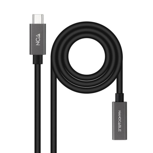 Cable Alargador USB-C Nanocable 4K/60Hz 20Gbps 0.5m Negro