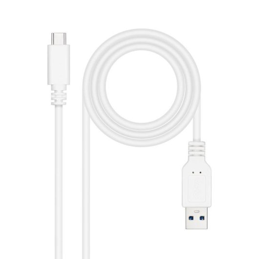 Câble USB Nanocable 10.01.4001-L150-W USB-C vers USB-A 1,5 m 10 Gbps 3A Blanc
