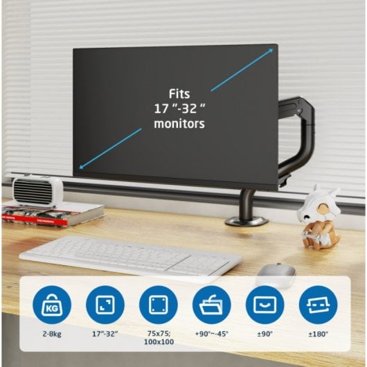 Ewent EW1533 Schreibtischhalterung für 17" bis 32" Monitore, Schwarz
