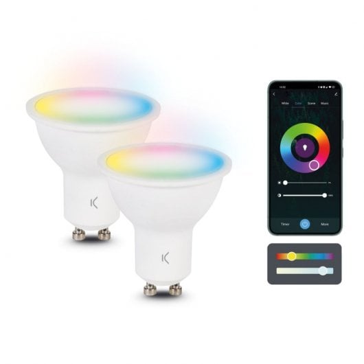 Ksix Bombilla Smartled GU10 5.5W 400Lm RGB+CCT 2 Unidades