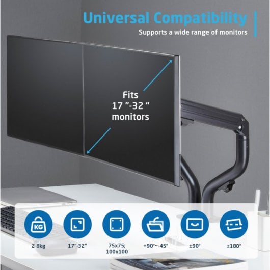 Ewent EW1534 Soporte de Escritorio para Monitor Doble  de 17" a 32" Negro