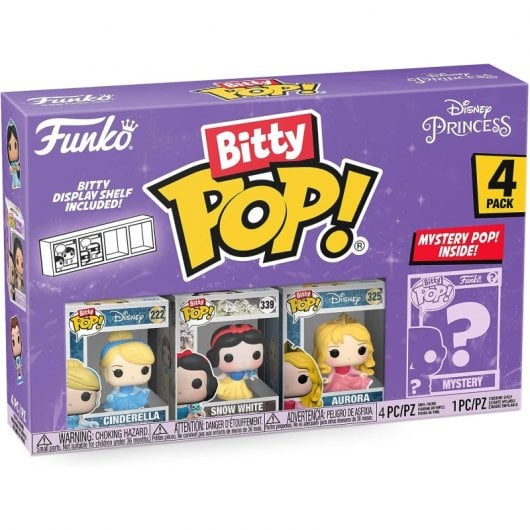 Funko Bitty Pop Disney Princesses Pack 4 Cendrillon/Blanche Neige/Aurora/Figurine Mystérieuse
