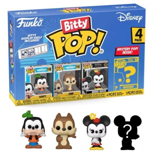 Funko Bitty Pop Disney Pack 4 Goofy/Chip/Minnie Mouse/Mysteriöse Figur