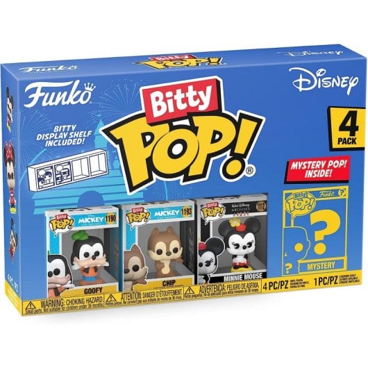 Funko Bitty Pop Disney Pack 4 Goofy/Chip/Minnie Mouse/Mysteriöse Figur