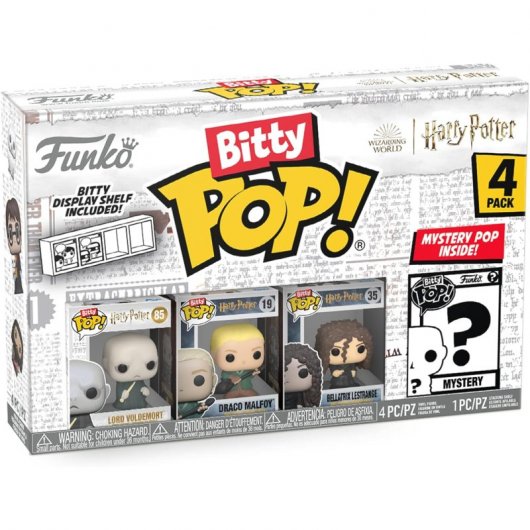 Funko Bitty Pop Harry Potter Pack 4 Voldemort/Draco Malfoy/Bellatrix Lestrange/Mysteriöse Figur