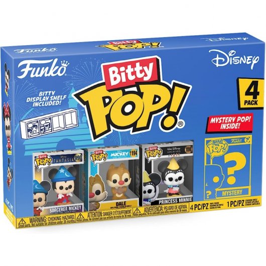 Funko Bitty Pop Disney Pack 4 Zauberer Mickey/Dale/Prinzessin Minnie/Mystery Figur