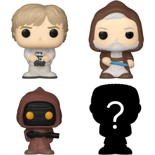 Funko Bitty Pop Star Wars Pack 4 Luke Skywalker/Obi-Wan Kenobi/Jawa/Figurine mystérieuse