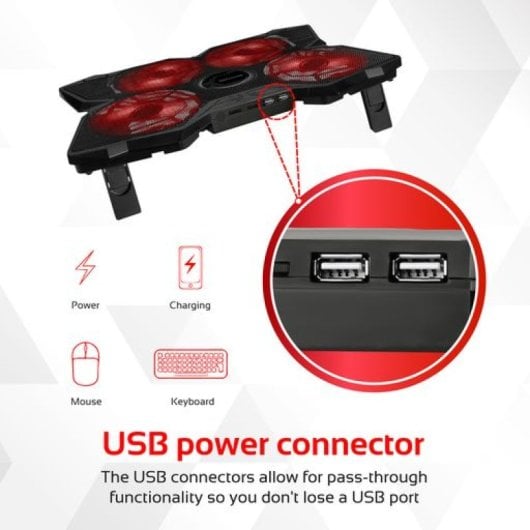 Promate Airbase-3 17" Kühlpad mit 4 leisen Lüftern (1200 U/min/75 CFM), 2x USB-Anschlüssen