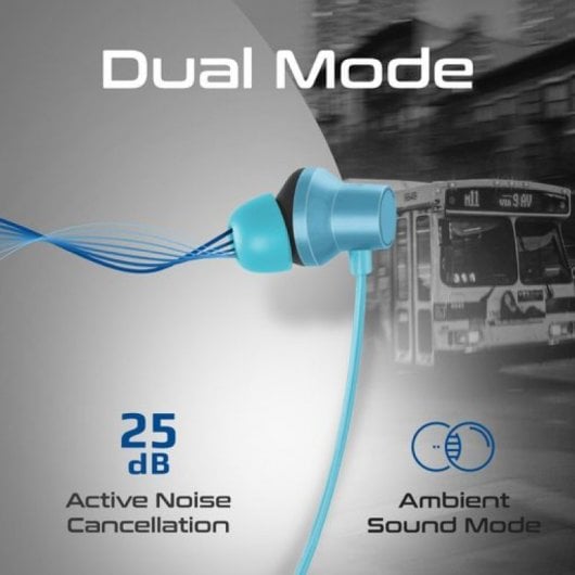 Promate Velcon Auriculares Inalámbricos Bluetooth para Cuello Cancelación de Ruido Activa ANC Azul