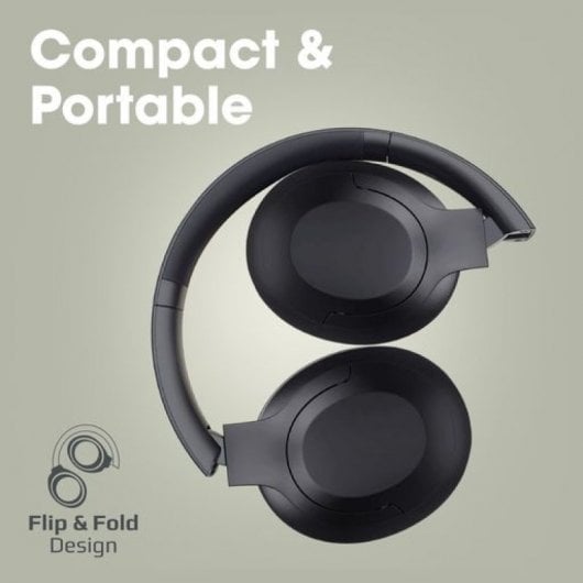 Promate Concord Aktive Geräuschunterdrückung Faltbare kabellose Kopfhörer Bluetooth 5.3 Schwarz