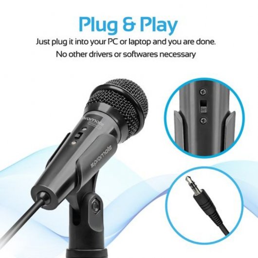 Promate Tweeter-9 Micrófono de Condensador Estéreo Conector Aux 3.5mm para PC