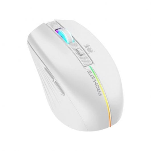 Promate Kitt Mouse ottico wireless ergonomico ricaricabile 6 pulsanti 1600 DPI bianco