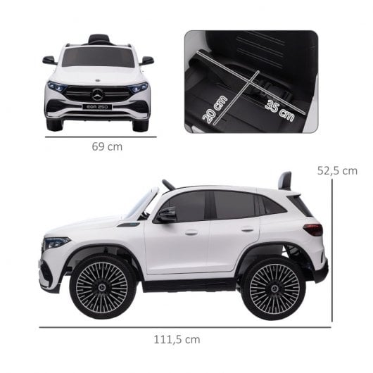 Homcom Coche Eléctrico Para Niños Mercedes-benz Eqa 12v 111,5x69x52,5 Cm Blanco