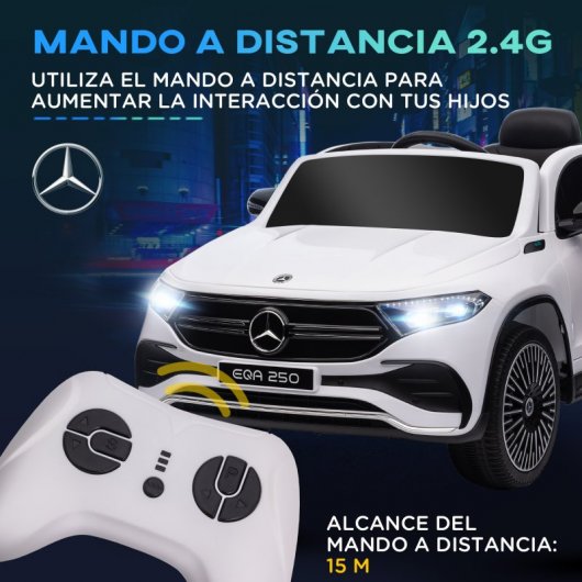 Homcom Coche Eléctrico Para Niños Mercedes-benz Eqa 12v 111,5x69x52,5 Cm Blanco