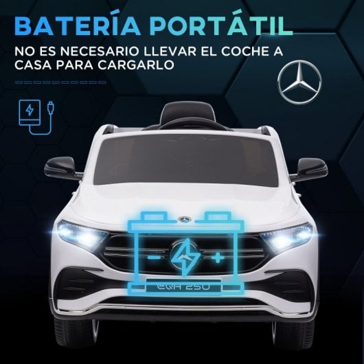 Homcom Coche Eléctrico Para Niños Mercedes-benz Eqa 12v 111,5x69x52,5 Cm Blanco