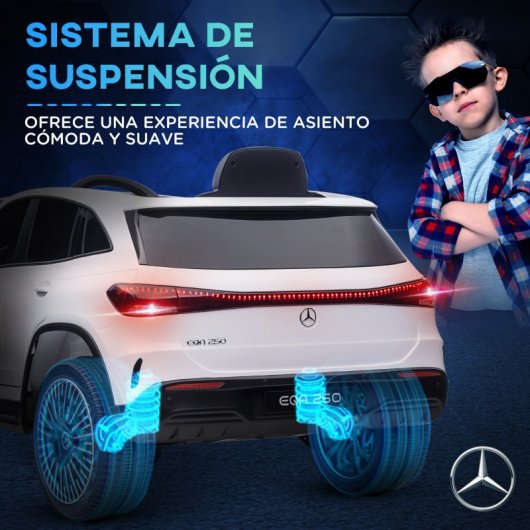 Homcom Coche Eléctrico Para Niños Mercedes-benz Eqa 12v 111,5x69x52,5 Cm Blanco
