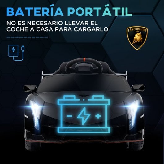 Homcom Coche Eléctrico Lamborghini Para Niños De 3 A 6 Años 111x61x45 Cm Negro
