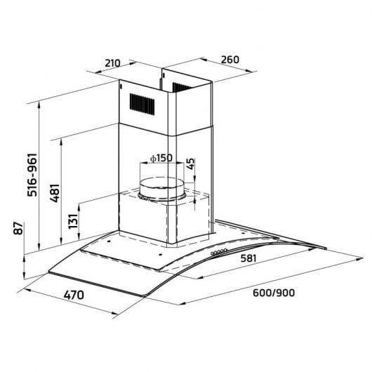 Orbegozo DS 60190 IN Exaustor de Parede 90cm C Aço Inoxidável