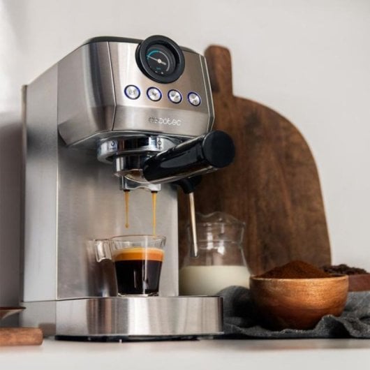 Cecotec Power Espresso 20 Steel Pro Espressomaschine mit Nanometer 20 Bars aus Edelstahl
