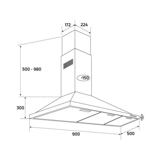Orbegozo DS 48190 B IN cappa aspirante Cappa aspirante a parete Stainless steel 630 m³/h