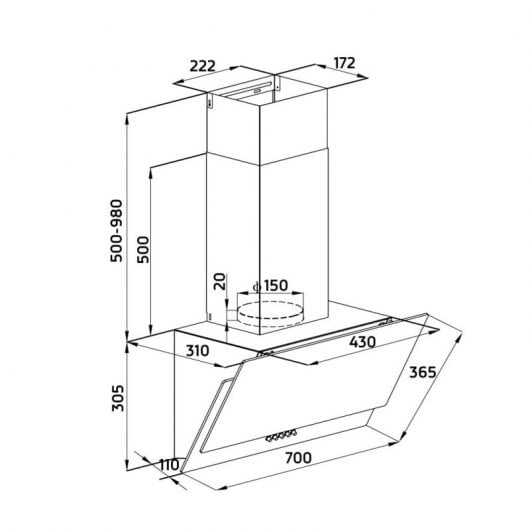 Orbegozo DS 74160 N Campana Extractora Decorativa Clase 60cm C Negra