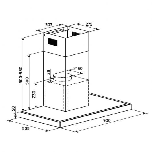 Orbegozo DS 62190 IN Campana Extractora 90cm A Acero Inoxidable