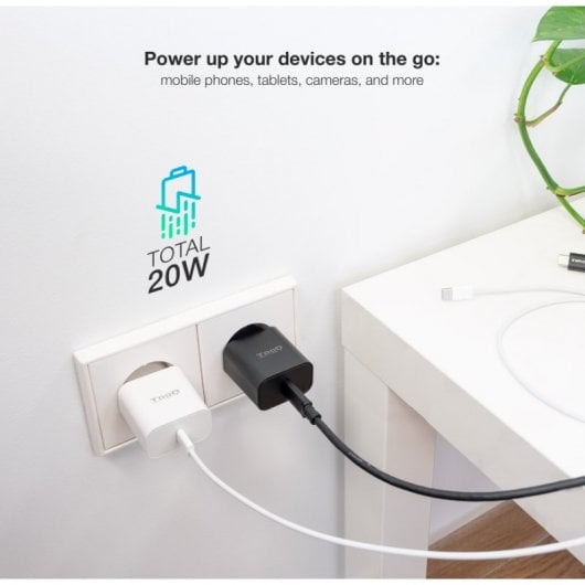 TooQ TQWC-PDUSBC20B USB-C-Wandladegerät PD20W Schwarz