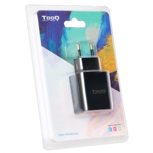 TooQ TQWC-PDUSBC20B USB-C-Wandladegerät PD20W Schwarz