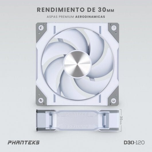 Phanteks D30-120 Single Regular 120mm DRGB PWM Ventoinha Suplementar Branca