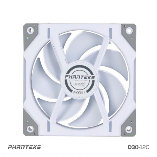 Phanteks D30-120 Single Regular 120mm DRGB PWM Ventoinha Suplementar Branca