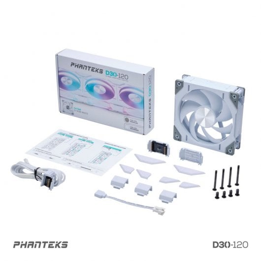Phanteks D30-120 Single Regular 120mm DRGB PWM Ventoinha Suplementar Branca