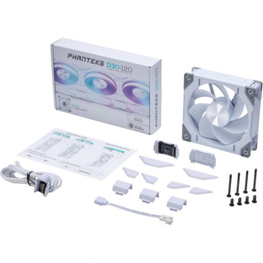 Phanteks D30-120 Single Reverse 120mm DRGB PWM Ventilador Suplementario Blanco