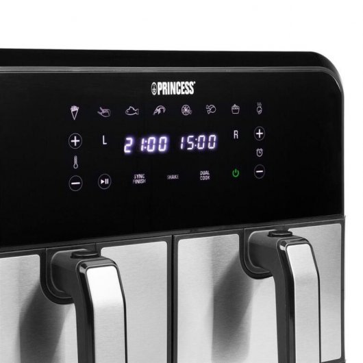 Princess 182074 Double Basket Aerofryer Freidora de Aire de Doble Cesta 2400 W 8 L Negro