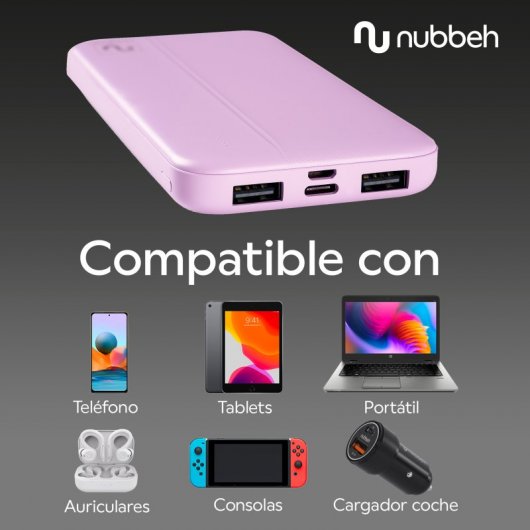 Nubbeh Twister Powerbank 10000mAh USB-A/USB-C QC Lilla