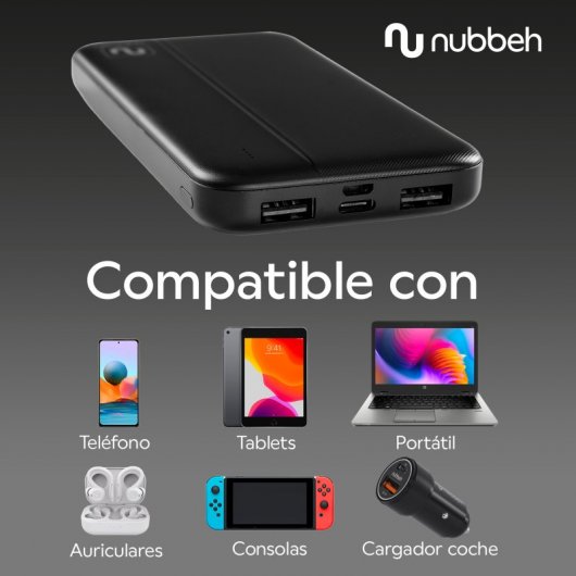Nubbeh Twister Powerbank 10000mAh USB-A/USB-C QC Negra