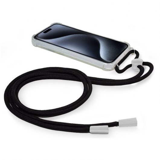 Fantastica custodia nera con cordino per iPhone 15 Pro