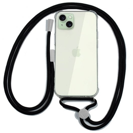 Coole schwarze Lanyard-Hülle für das iPhone 15 Plus